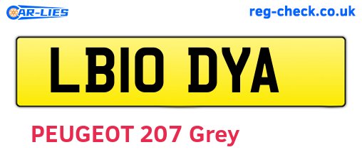 LB10DYA are the vehicle registration plates.