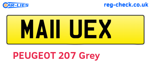 MA11UEX are the vehicle registration plates.