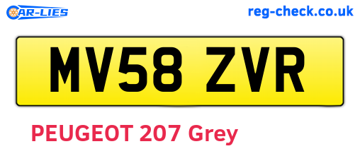 MV58ZVR are the vehicle registration plates.