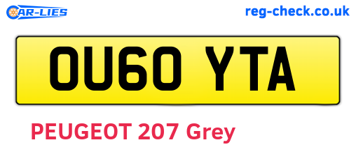 OU60YTA are the vehicle registration plates.