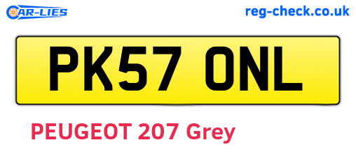 PK57ONL are the vehicle registration plates.