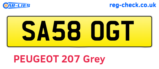 SA58OGT are the vehicle registration plates.