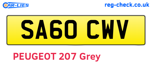 SA60CWV are the vehicle registration plates.
