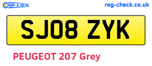 SJ08ZYK are the vehicle registration plates.
