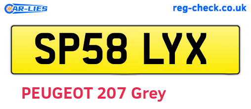 SP58LYX are the vehicle registration plates.