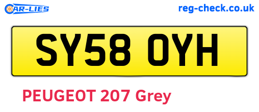 SY58OYH are the vehicle registration plates.