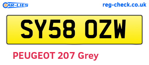 SY58OZW are the vehicle registration plates.
