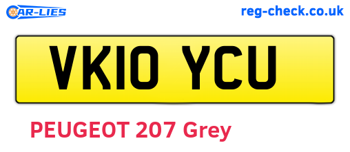 VK10YCU are the vehicle registration plates.