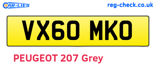 VX60MKO are the vehicle registration plates.
