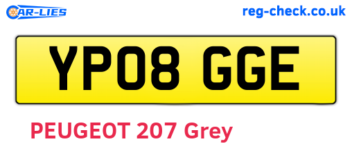 YP08GGE are the vehicle registration plates.
