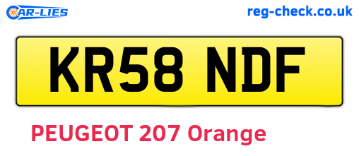 KR58NDF are the vehicle registration plates.