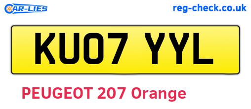 KU07YYL are the vehicle registration plates.
