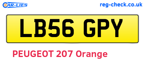 LB56GPY are the vehicle registration plates.