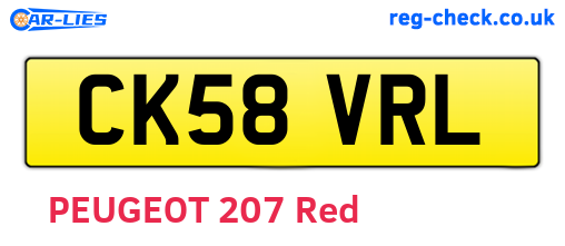 CK58VRL are the vehicle registration plates.