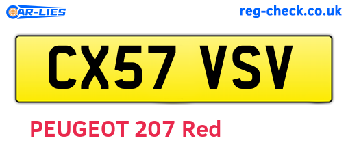 CX57VSV are the vehicle registration plates.