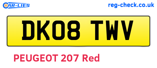 DK08TWV are the vehicle registration plates.