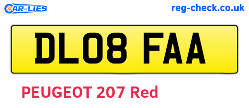 DL08FAA are the vehicle registration plates.