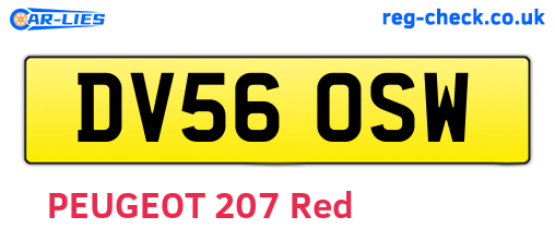DV56OSW are the vehicle registration plates.
