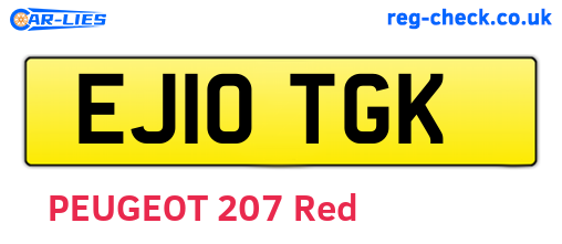 EJ10TGK are the vehicle registration plates.
