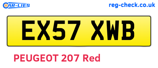 EX57XWB are the vehicle registration plates.