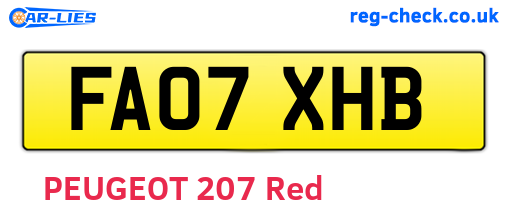FA07XHB are the vehicle registration plates.