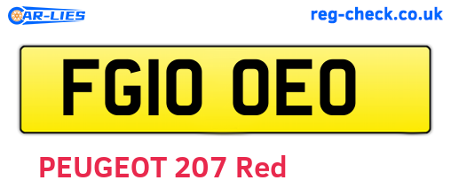 FG10OEO are the vehicle registration plates.