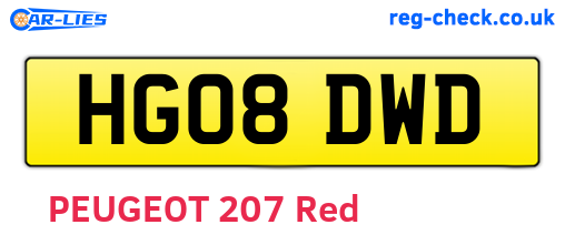 HG08DWD are the vehicle registration plates.