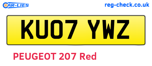 KU07YWZ are the vehicle registration plates.