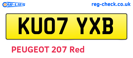 KU07YXB are the vehicle registration plates.