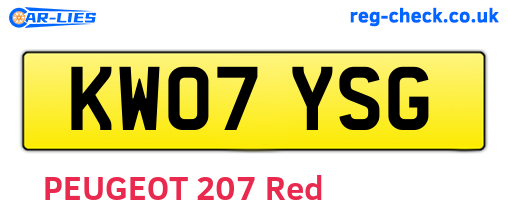 KW07YSG are the vehicle registration plates.