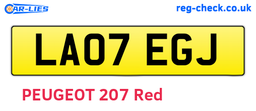 LA07EGJ are the vehicle registration plates.