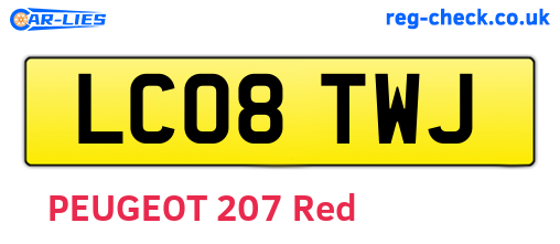 LC08TWJ are the vehicle registration plates.