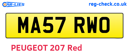 MA57RWO are the vehicle registration plates.