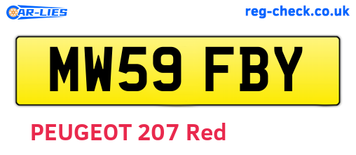 MW59FBY are the vehicle registration plates.