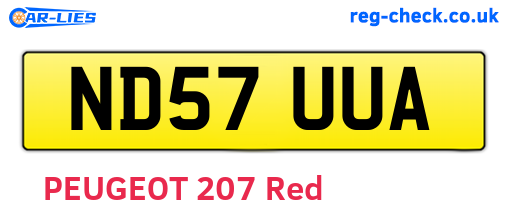 ND57UUA are the vehicle registration plates.