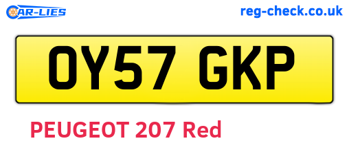 OY57GKP are the vehicle registration plates.