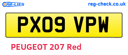 PX09VPW are the vehicle registration plates.