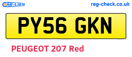 PY56GKN are the vehicle registration plates.