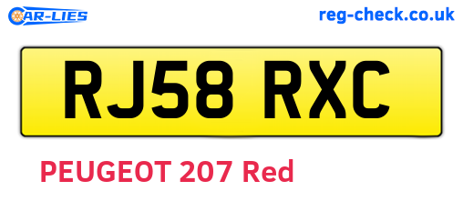 RJ58RXC are the vehicle registration plates.