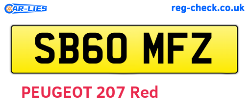 SB60MFZ are the vehicle registration plates.