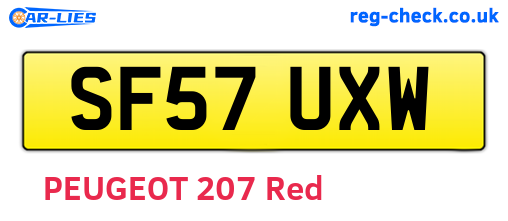 SF57UXW are the vehicle registration plates.
