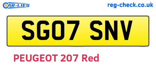 SG07SNV are the vehicle registration plates.