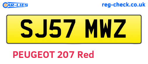 SJ57MWZ are the vehicle registration plates.