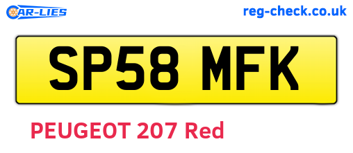 SP58MFK are the vehicle registration plates.