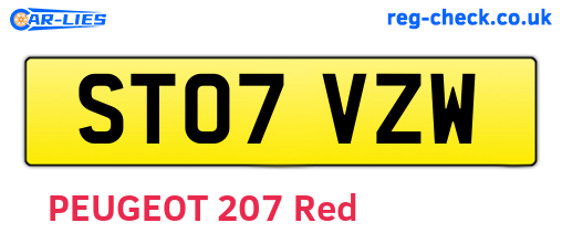 ST07VZW are the vehicle registration plates.