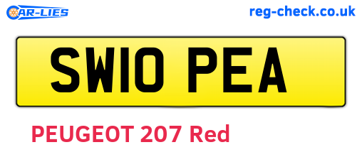 SW10PEA are the vehicle registration plates.