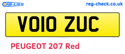 VO10ZUC are the vehicle registration plates.