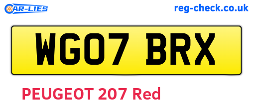 WG07BRX are the vehicle registration plates.