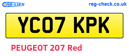 YC07KPK are the vehicle registration plates.