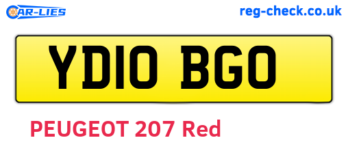 YD10BGO are the vehicle registration plates.